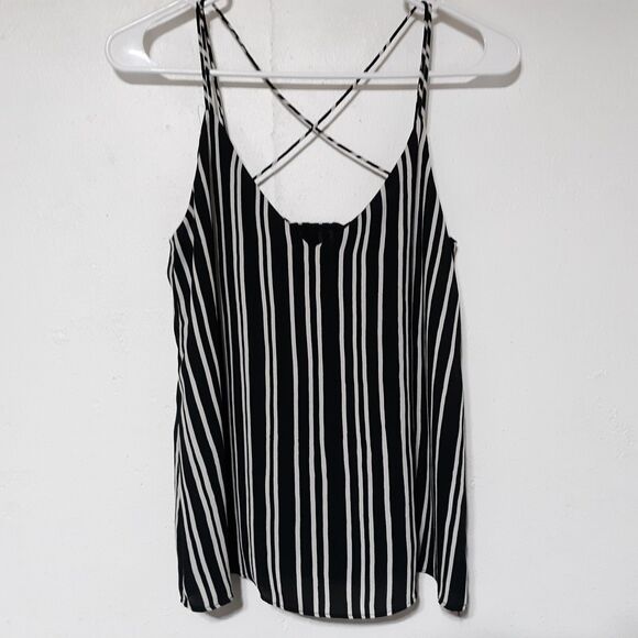 H&M Tops - H&M Sleeveless Blouse Womens Shirt Top Black White Striped Sz 4 Business Casual